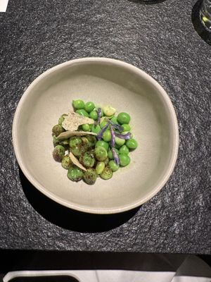 Young peas  at Oukan Dining in Berlin