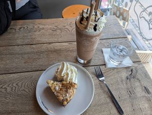 Frapino Chocolate and blueberry cake with vegan whip. at Espresso House - Frederiksborggade in Copenhagen