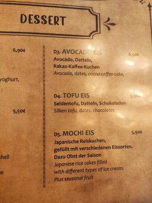 The menu at Hanoi Vegan & Heinenhof in Cologne