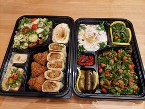 "Schlüchtern Box" that we got for take away. not sure if this is the usual size and we were just lucky the last time we ate there at the spot (where we had a lot more falafel). at Falafel Schlüchtern in Schluechtern