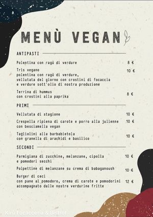 Menù vegan  at Kirù Focacceria Bistrot & Drinks in Livorno