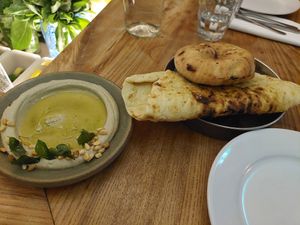 Babaganoush and a couple of breads at Bubala - Soho in London