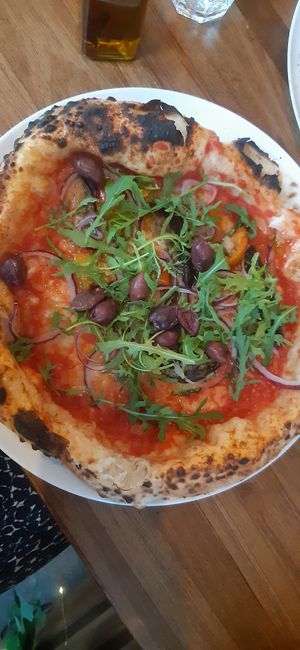 Looks like there wasn't any cheese but there is! Sooo good! at Pizzeria La Gaby in Buxton