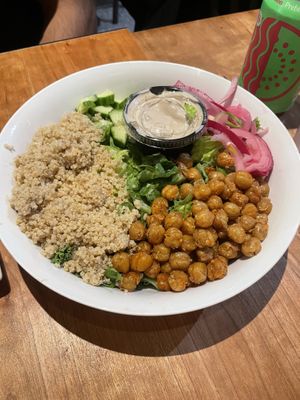 Chickpea and tahini quinoa bowl  at Veg Head in Lansing