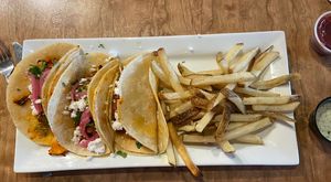 Cauliflower tacos with fries   at Veg Head in Lansing