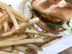 Cheeseburger and Fries - Delicious Classic   at Veg Head in Lansing