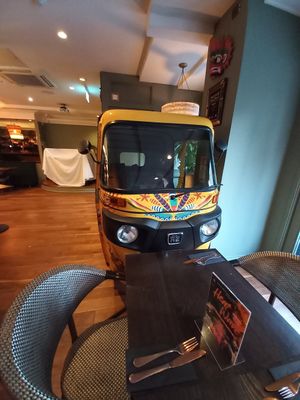 Tuk tuk decor at Copper Ceylon in Bromley