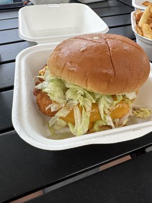 chicken burger  at Kaliburger in St Augustine