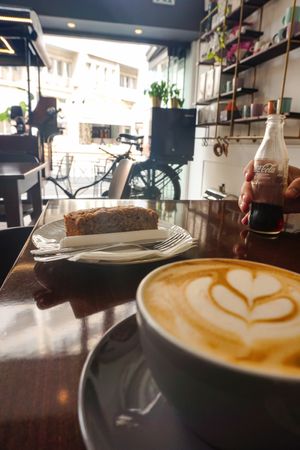 Coffee and vegan apple and banana cake  at Nick's Coffee Bike in Larnaca