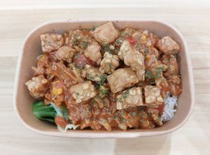 Tempeh in Fresh Tomato Sauce with Rice 鮮茄素玉醬天貝飯 at Cooking with Plants - 煮植 in Kowloon