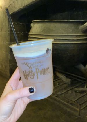 vegan butter beer froth is only avail inside leaky cauldron !  at Universal Studios - Leaky Cauldron in Orlando
