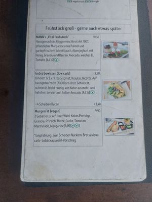 Menu at Der Mann in Vienna