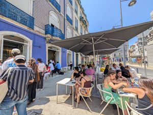 Where we waited to be seated. (20 min.or so wait) at Neighbourhood Cafe in Lisbon