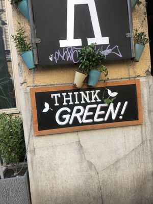 Outside  at Garzon Café  in Budapest