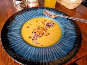 Indian Red Lentil Soup at Garzon Café  in Budapest