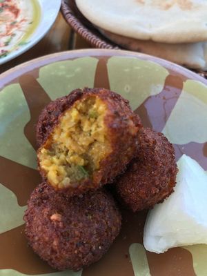 The fluffy inside of the falafel at Abu Ashraf Restaurant in Nazareth