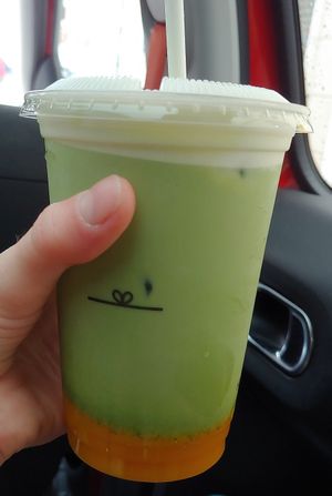 Mango matcha latte (very refreshing) at Cafe Vegu in Lewes