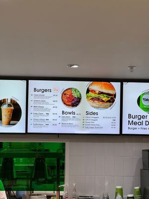 Burger menu at Clean Kitchen Club - Battersea Power Station in South West London