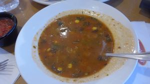vegan vegetable soup, tasty and a little bit spicy at Jason's Deli in Scottsdale