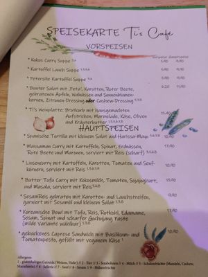 Menu at Ti's Café in Minheim