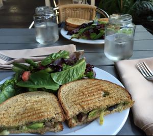 AVO-CAMPANIA PANINI WITH SMALL GREEN BLISS SALAD  at Green Bliss - the Cafe in Fullerton