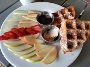 vegan waffle special at Green Bliss - the Cafe in Fullerton