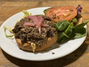 Vegan burger at Green Bliss - the Cafe in Fullerton