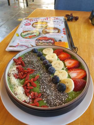 Amazing green smoothie bowl at Elephant Cafe' by Tan in Phuket