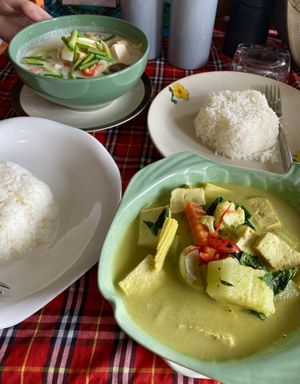 Green curry and Tom kha!   at First Restaurant  in Krabi