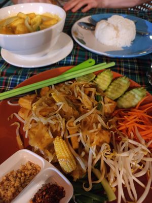 Pad Thai & yellow curry at First Restaurant  in Krabi