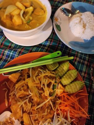 Pad Thai & curry at First Restaurant  in Krabi