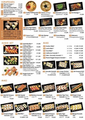 Menu at Spicy Tiger e.U. in Vienna