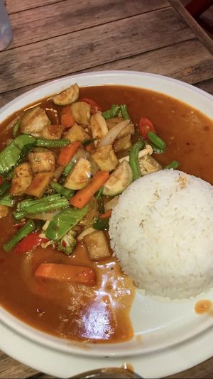 50 Bth amazing dish. One guy speaks a bit English so just can just figure out what you want to. delicious and big portions   at Life Style Thai Food in Koh Phangan