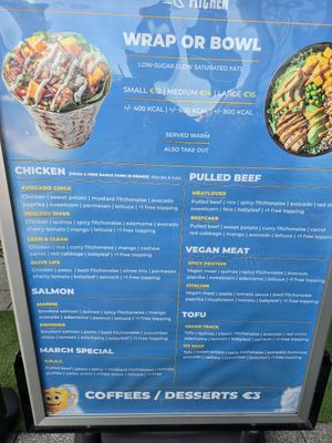 Menu on street sign at Fitchen - Vlaanderenstraat in Ghent