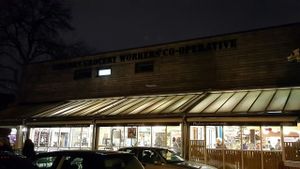 night view of outside at Unicorn Grocery in Manchester