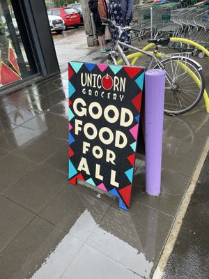 Unicorn sign  at Unicorn Grocery in Manchester
