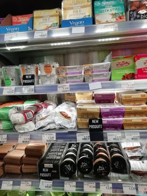 Beautiful vegan cheese selection at Unicorn Grocery in Manchester