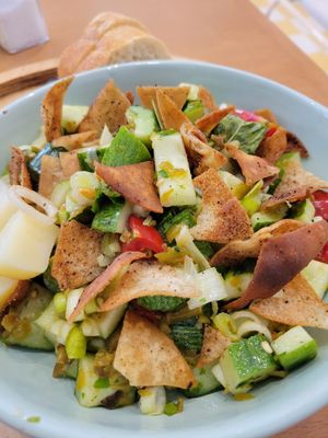 Vegan salad less tomatoes at bleue! in Tunis