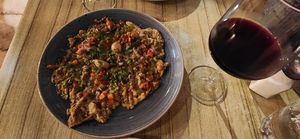 Eggplant carpaccio at HaMeyasdim 16 in Zikhron Yaakov