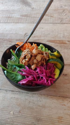 BBQ Jackfruit Poké Bowl at NUDE - Natural Food Canteen in Falmouth