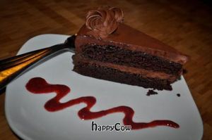 Theros Olive Oil Vegan Chocolate Cake at French Broad Chocolate Lounge in Asheville