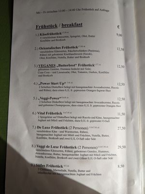 The breakfast menu. at Butterbrot in Berlin