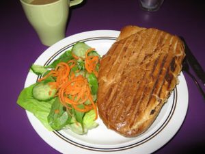 Warm sandwich with side sallad at Kafe 44 in Stockholm