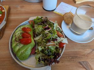 Avocado & Hummus on bread at All About in Berlin