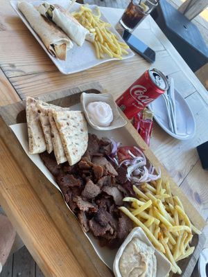 Vegan gyros and tortilla at Ramal Beach Bar & Restaurant in Rhodes