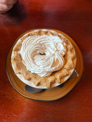 Peach pic with vegan whipped cream at The Drift Inn in Yachats