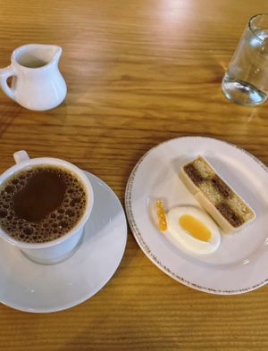 Coffee and Battenburg Cake  at Ground Provisions in West Chester