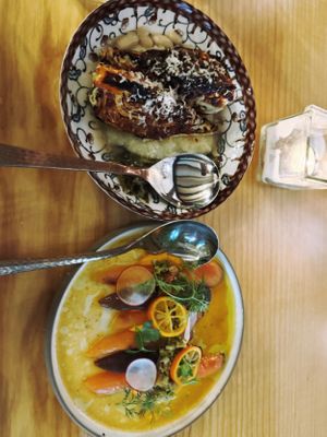 Charcoal Grilled Cabbage and Carrot Crudo  at Ground Provisions in West Chester