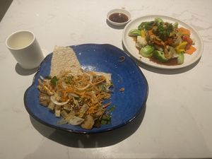 Squeezed Mushroom Stem Salad + Five-Color Veggies with Mushroom Sauce   at SHAKTI in Nha Trang