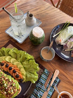 Avocado toast and fresh spring rolls!  at Mekong MoJo  in Krong Kracheh